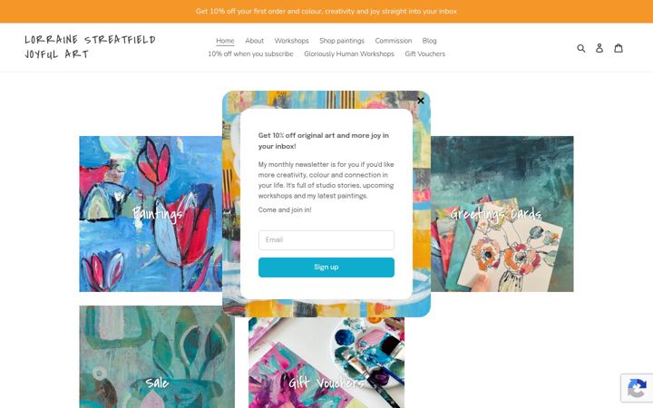 Screenshot of lorrainestreatfieldart.com