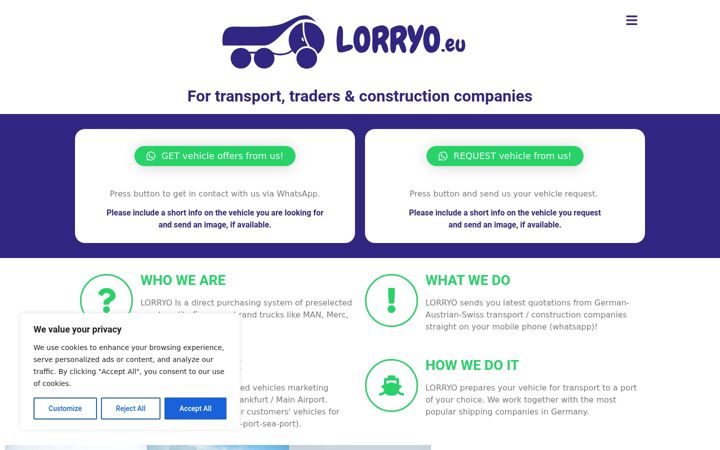 Screenshot of lorryo.eu