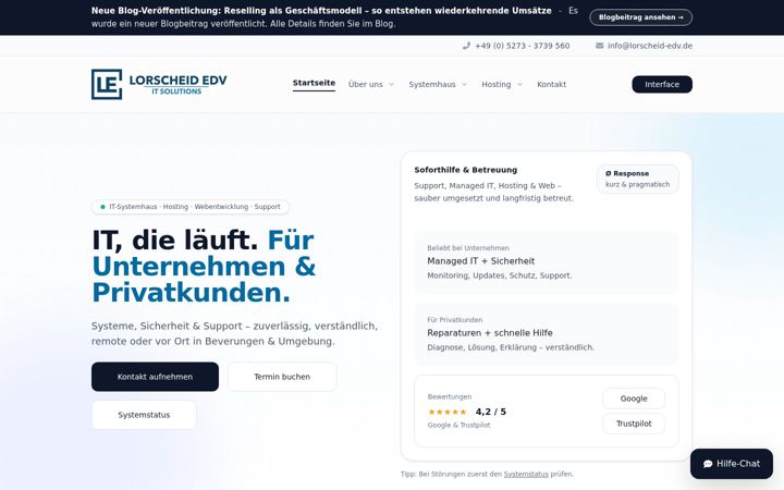 Skjámynd af lorscheid-edv.de