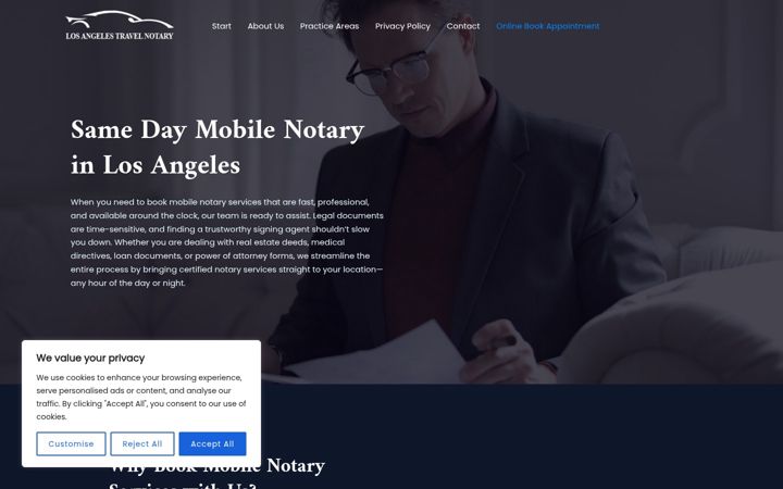 Screenshot of losangelestravelnotary.com
