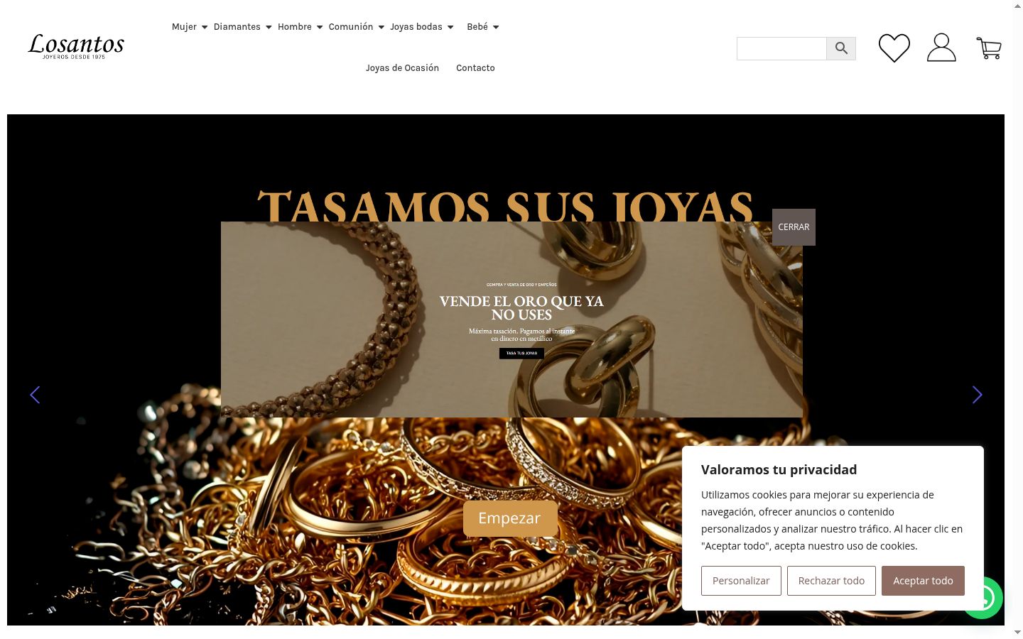 Screenshot of the consent banner shown before any interaction