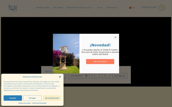 Screenshot of losbungalowsdelarenal.com