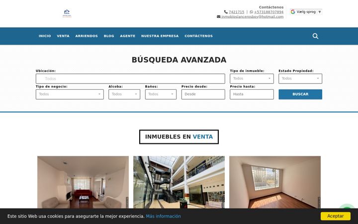Screenshot of loslancerosinmobiliaria.com