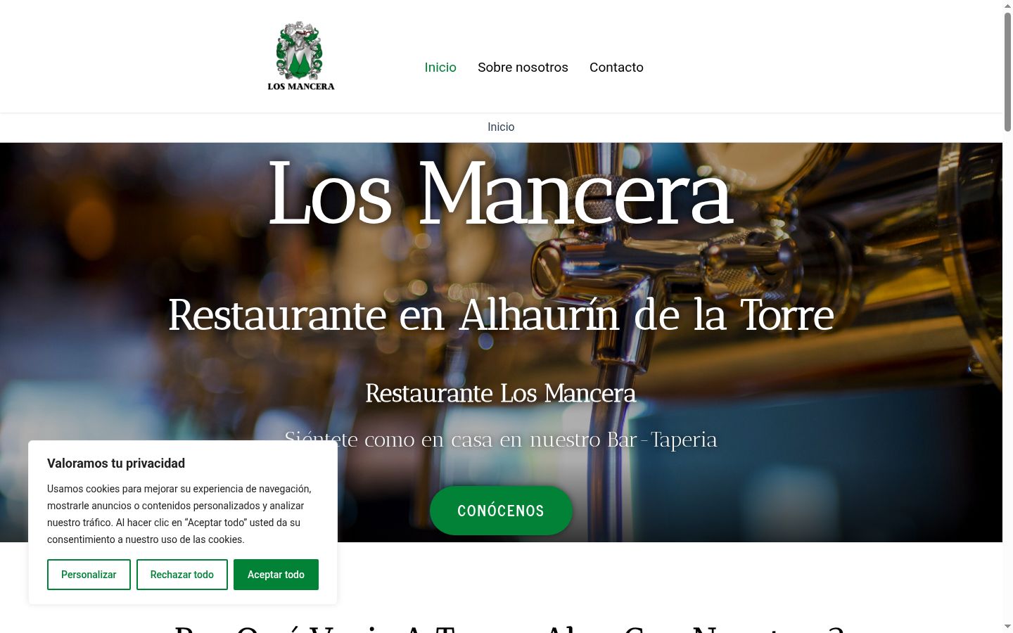 Screenshot del banner di consenso mostrato prima di qualsiasi interazione