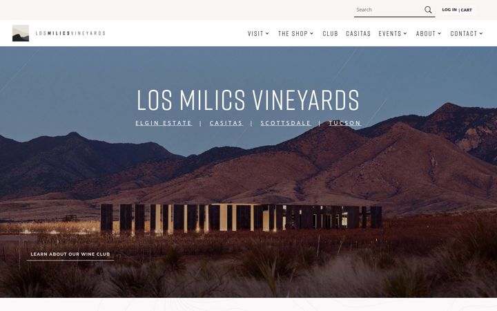 Screenshot of losmilicsvineyards.com