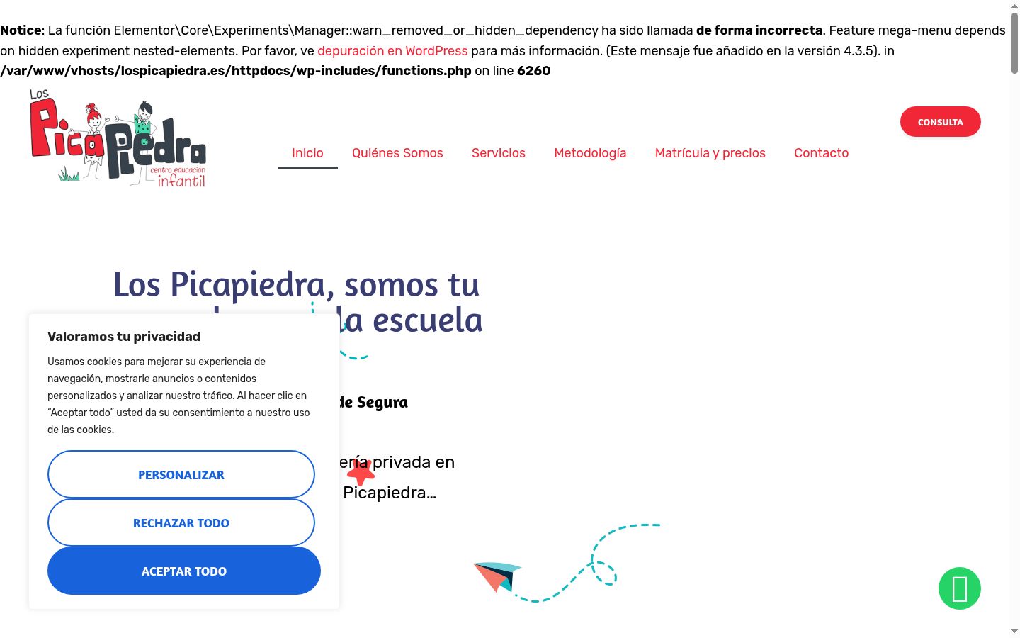 Screenshot del banner di consenso mostrato prima di qualsiasi interazione