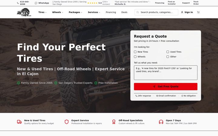 Screenshot of losreyestires.com