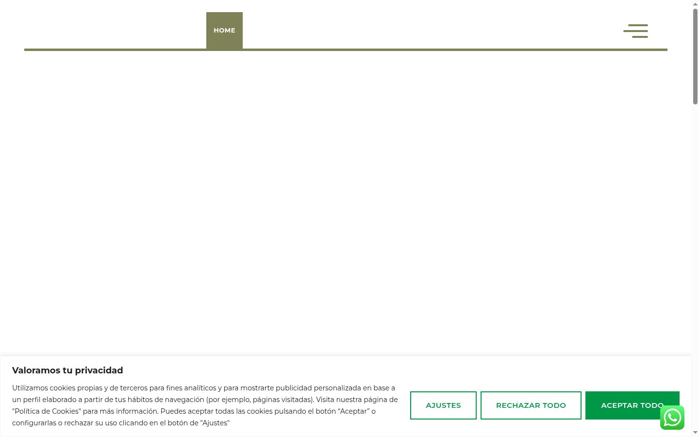 Captura de pantalla del banner de consentimiento mostrado antes de cualquier interacción