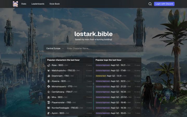 Screenshot of lostark.bible