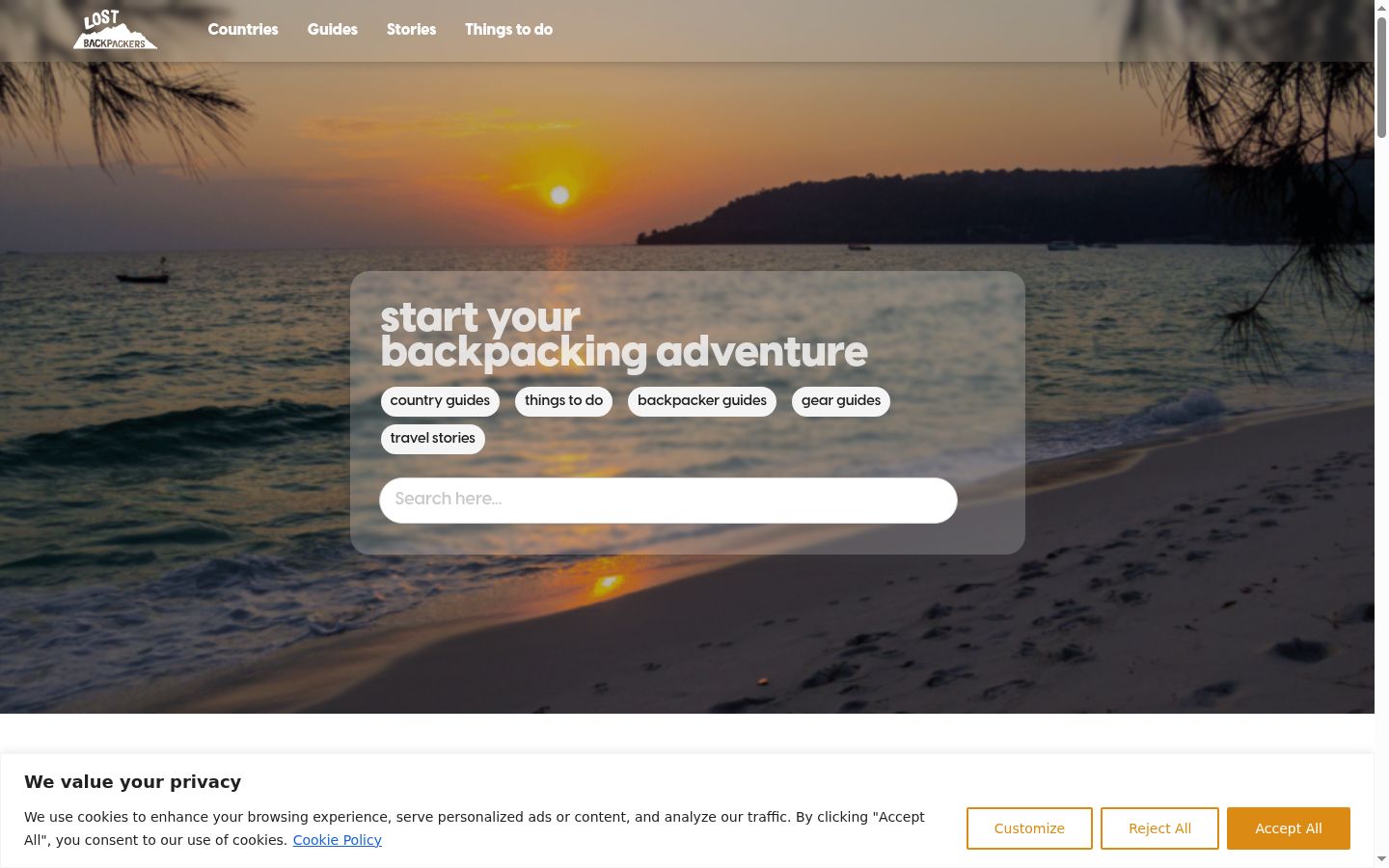 Screenshot of the consent banner shown before any interaction