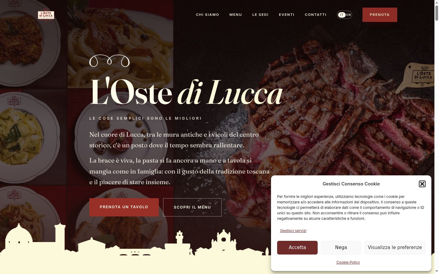 Screenshot del banner di consenso mostrato prima di qualsiasi interazione