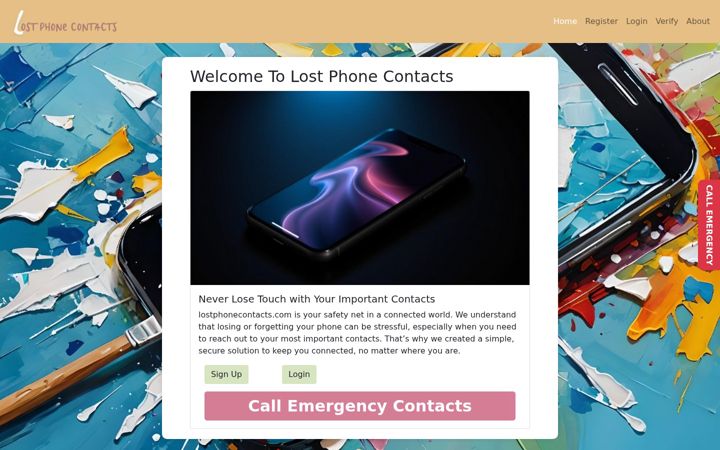 Screenshot of lostphonecontacts.com