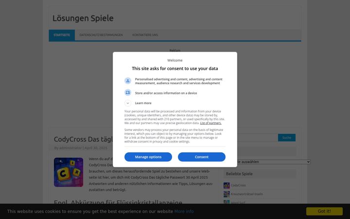 Screenshot of losungen-spiele.de