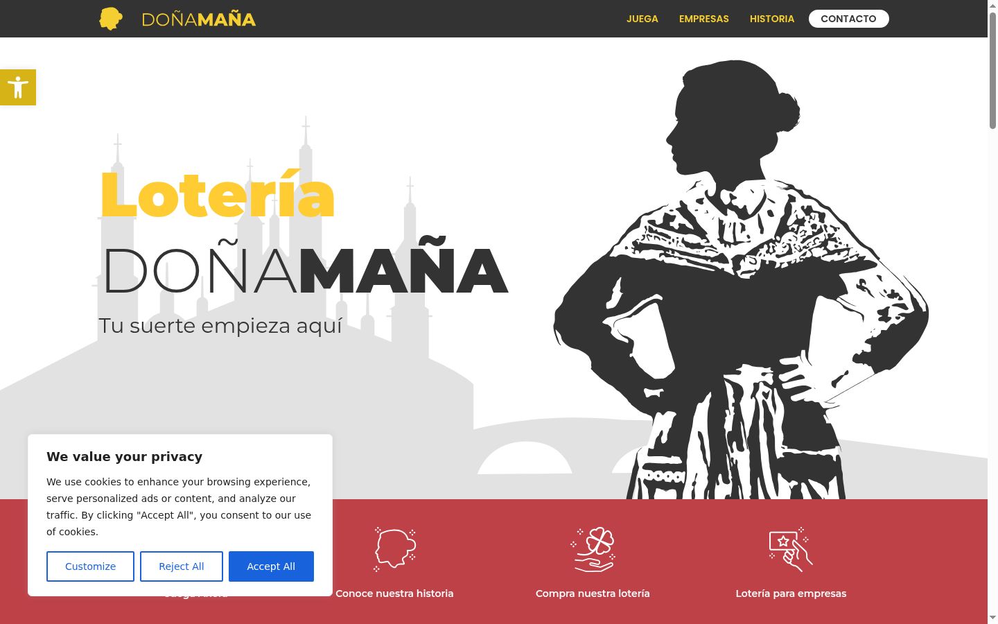 Screenshot del banner di consenso mostrato prima di qualsiasi interazione