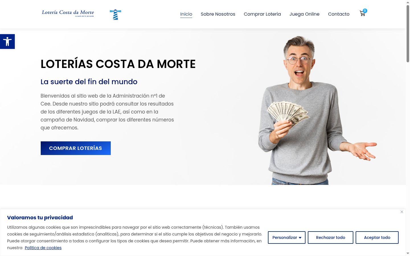 Capture d'écran de la bannière de consentement affichée avant toute interaction