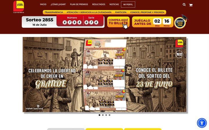 Screenshot of loteriadebogota.com