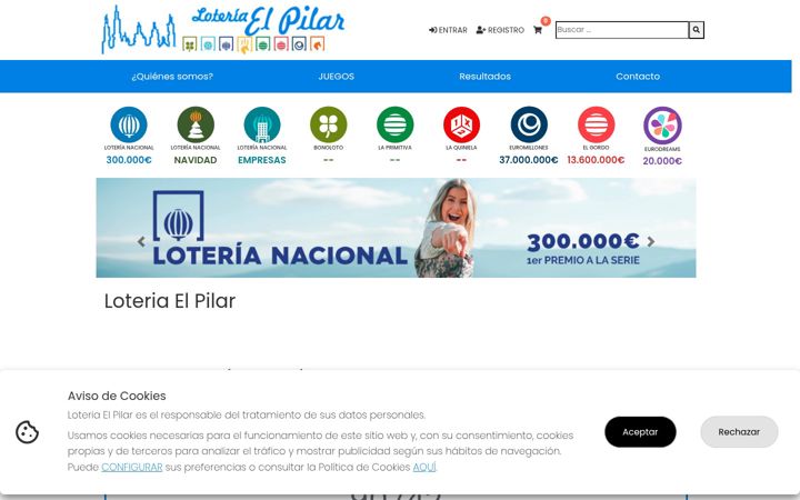 Screenshot of loteriadelpilar.es