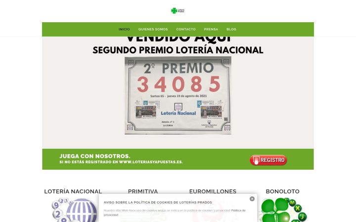 Screenshot of loteriaprados.com