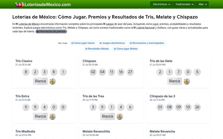 Screenshot of loteriasdemexico.com
