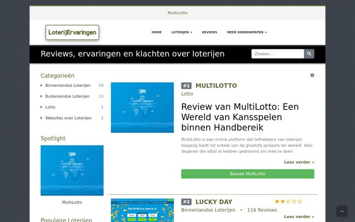 Screenshot of loterijervaringen.nl