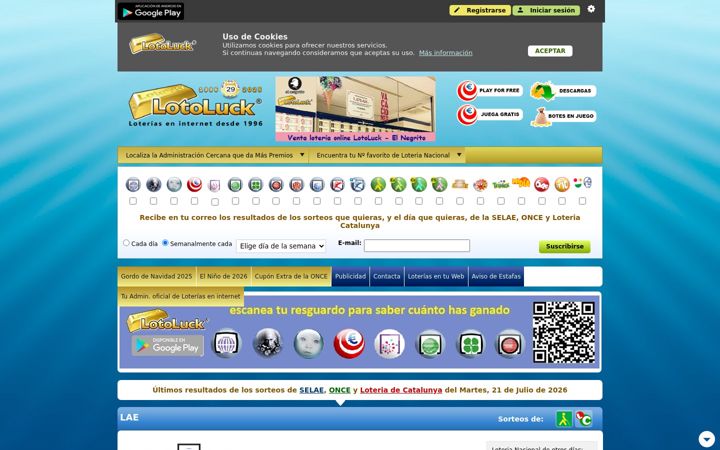 Screenshot of lotoluck.com