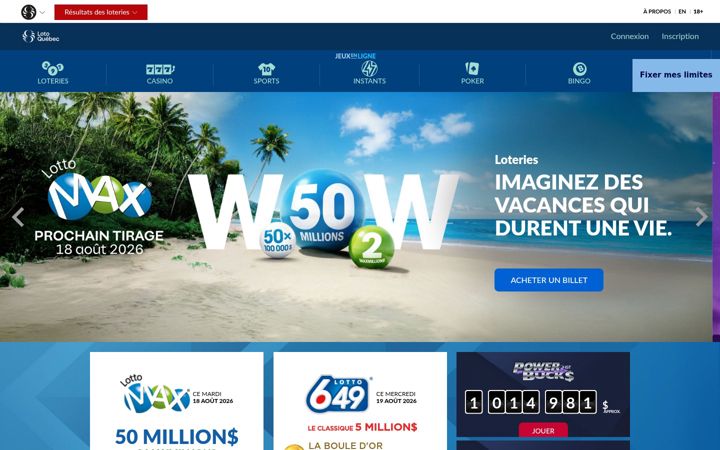 Screenshot of lotoquebec.com