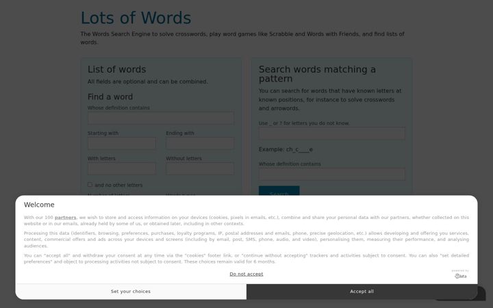 Screenshot of lotsofwords.com