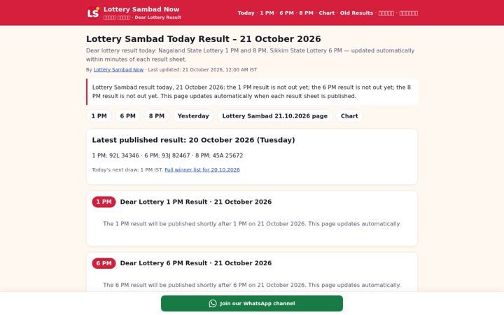 Screenshot of lotterysambadnow.net