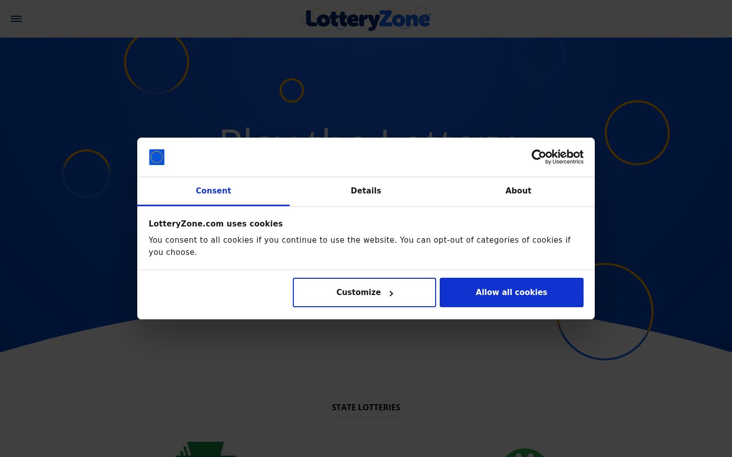 Screenshot del banner di consenso mostrato prima di qualsiasi interazione