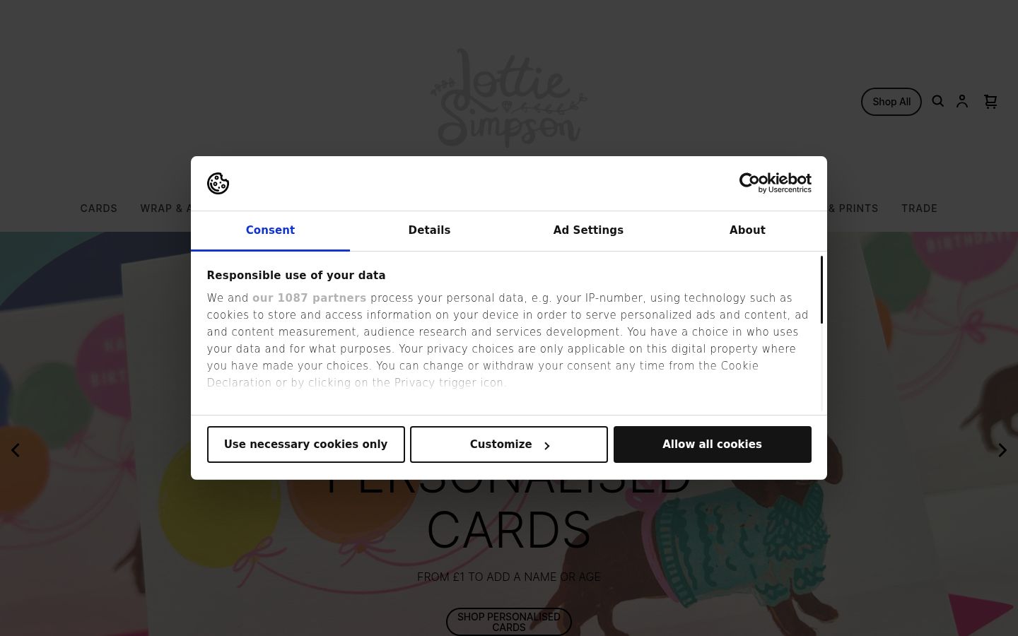 Capture d'écran de la bannière de consentement affichée avant toute interaction