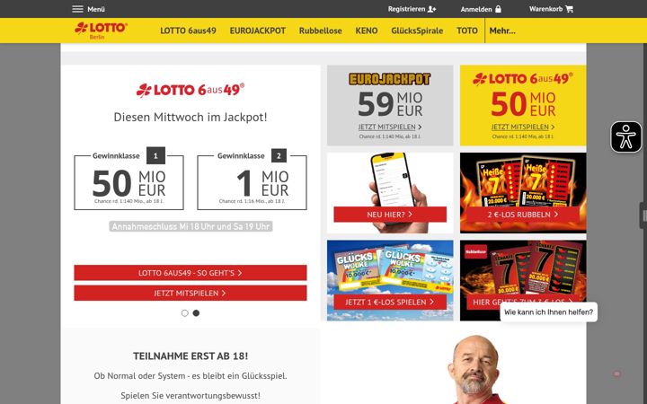 Screenshot of lotto-berlin.de