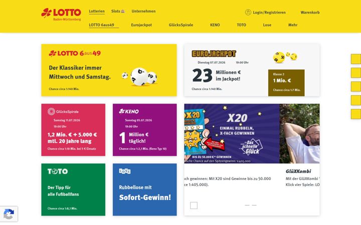 Screenshot of lotto-bw.de
