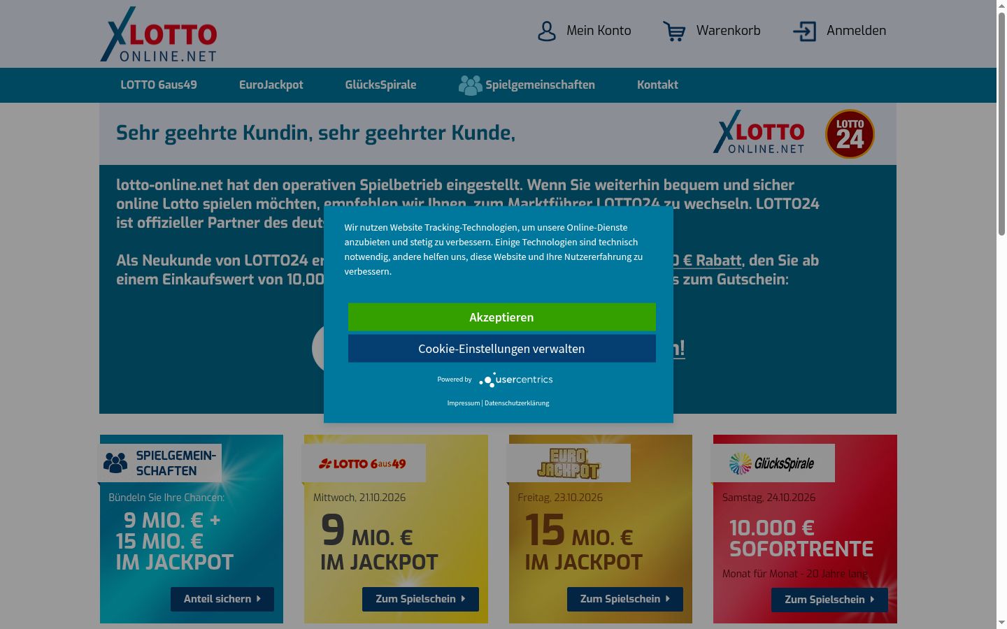 Screenshot del banner di consenso mostrato prima di qualsiasi interazione