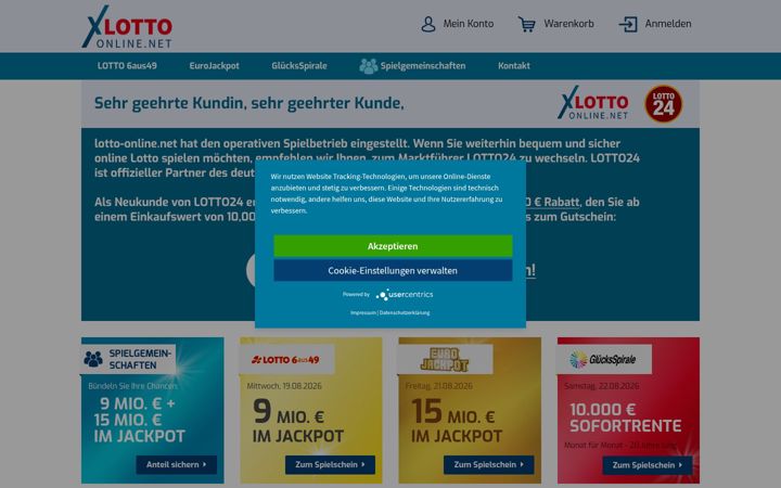 Screenshot of lotto-online.net