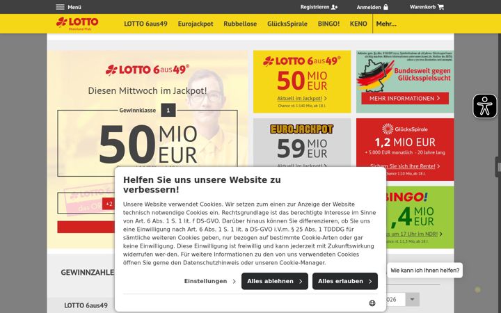 Screenshot of lotto-rlp.de