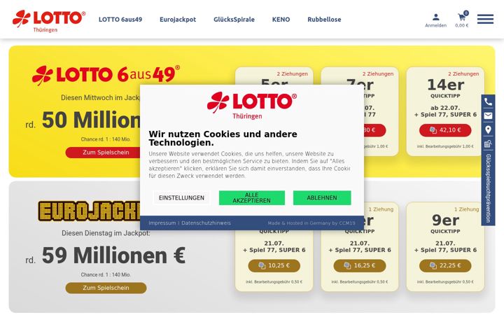Screenshot of lotto-thueringen.de