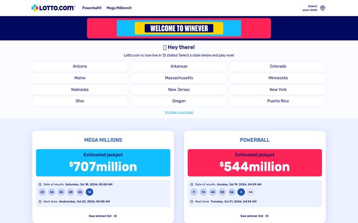 Screenshot of lotto.com