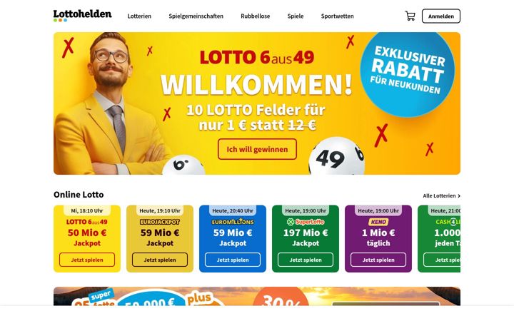 Screenshot of lottohelden.de