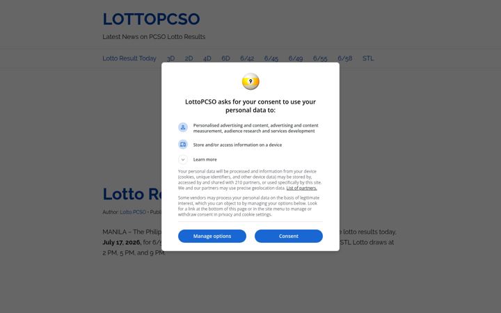 Skjermbilde av lottopcso.com