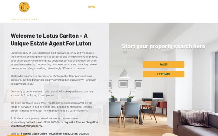 Screenshot of lotuscarltonestateagents.co.uk
