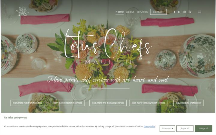 Screenshot of lotuschefs.com