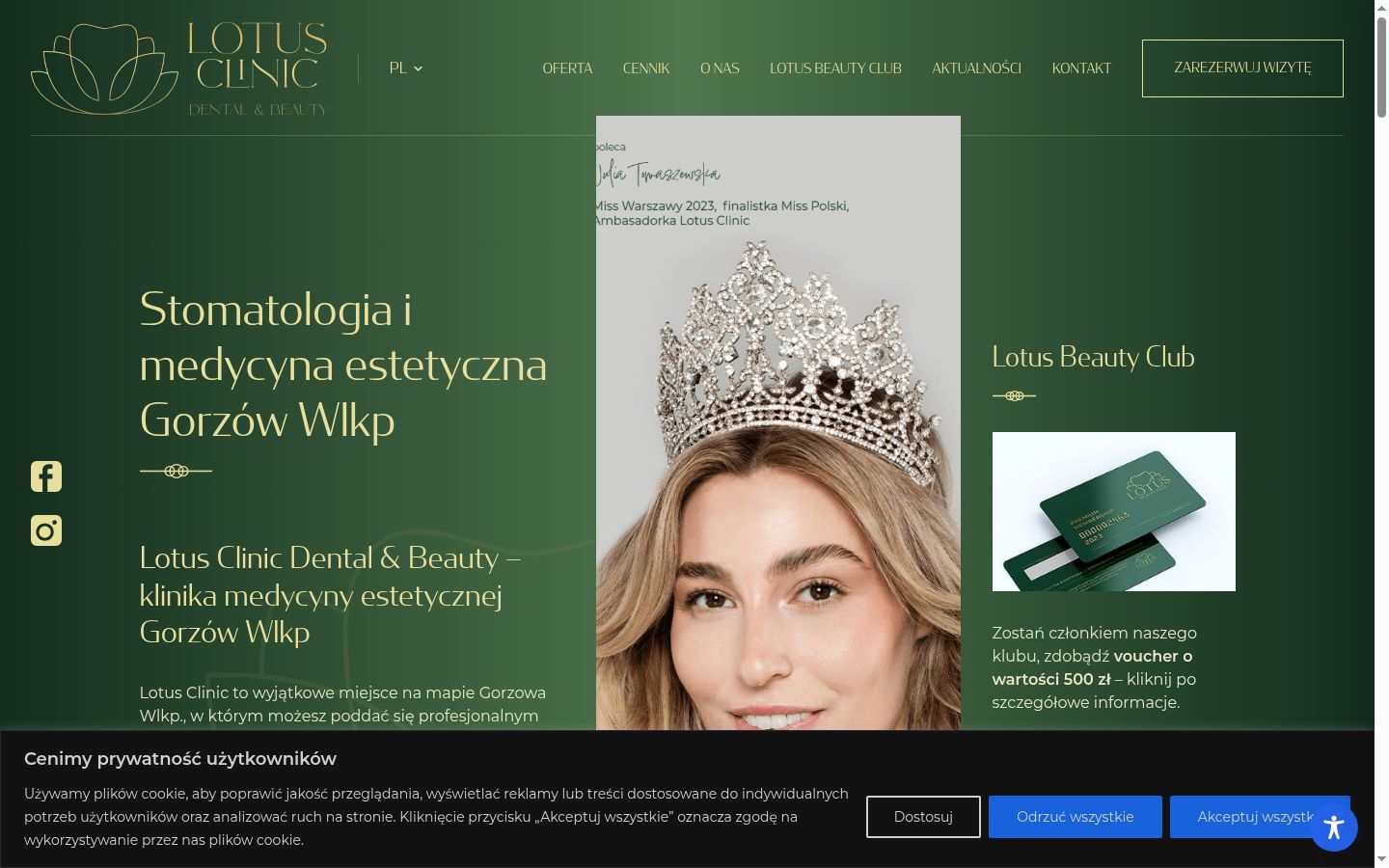 Screenshot del banner di consenso mostrato prima di qualsiasi interazione