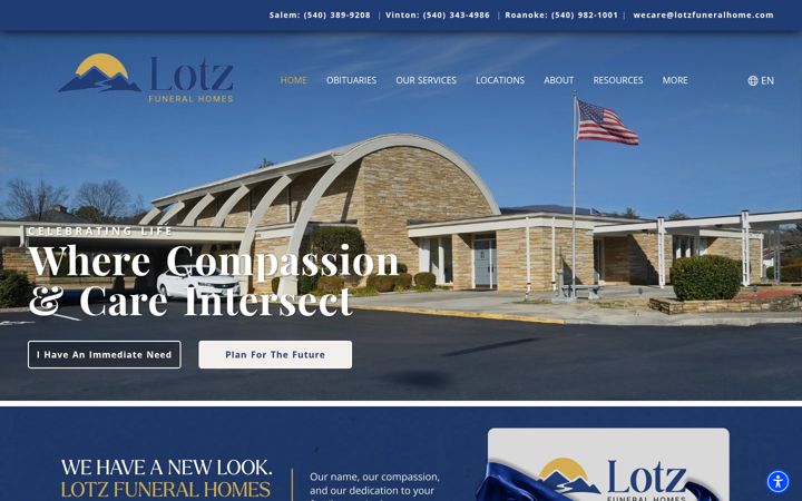 Screenshot of lotzfuneralhomesalem.com
