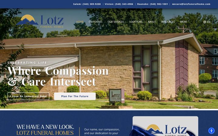 Screenshot of lotzfuneralhomevinton.com