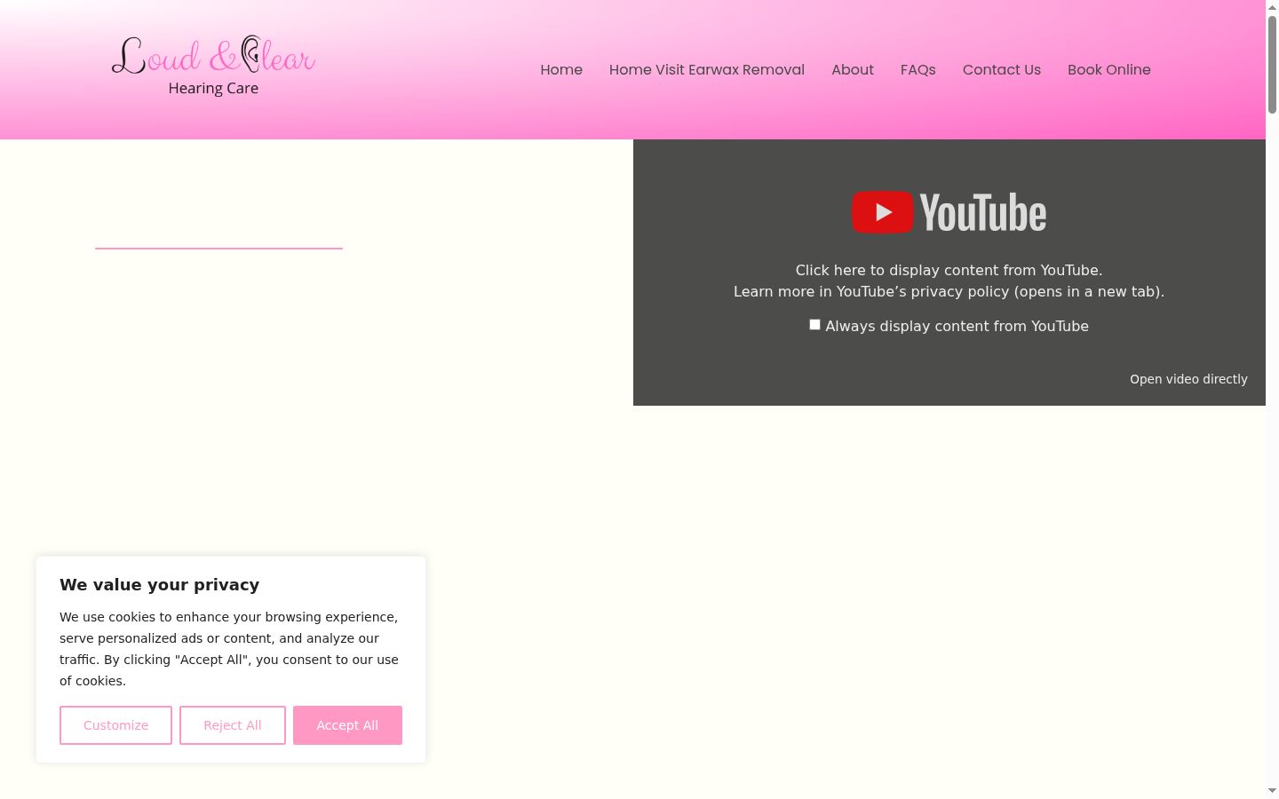 Screenshot del banner di consenso mostrato prima di qualsiasi interazione