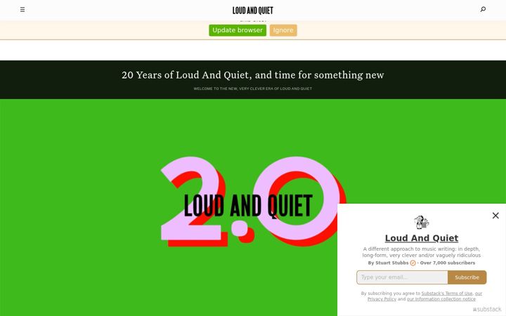 Screenshot of loudandquiet.com