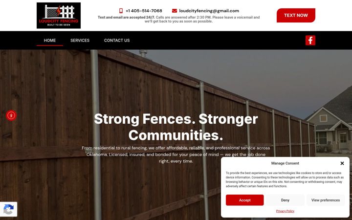 Screenshot of loudcityfencing.com