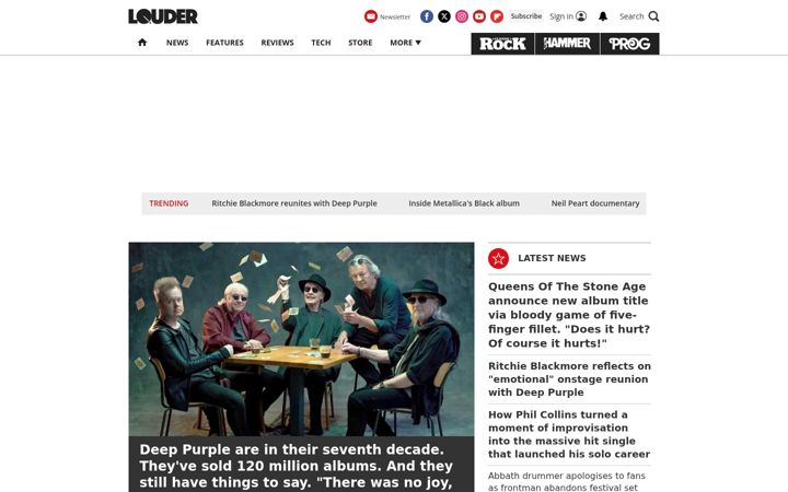 Screenshot of loudersound.com