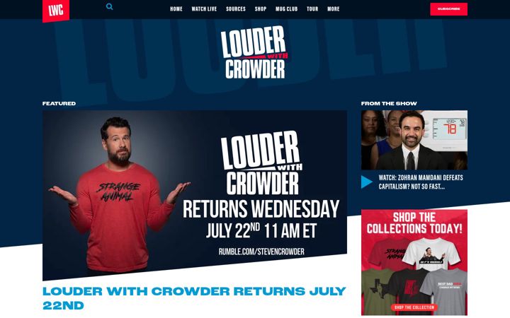 Screenshot of louderwithcrowder.com
