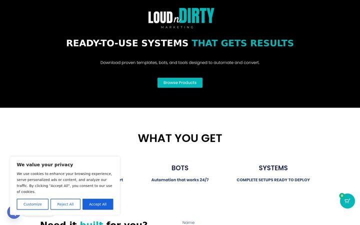 Screenshot of loudndirtymarketing.com